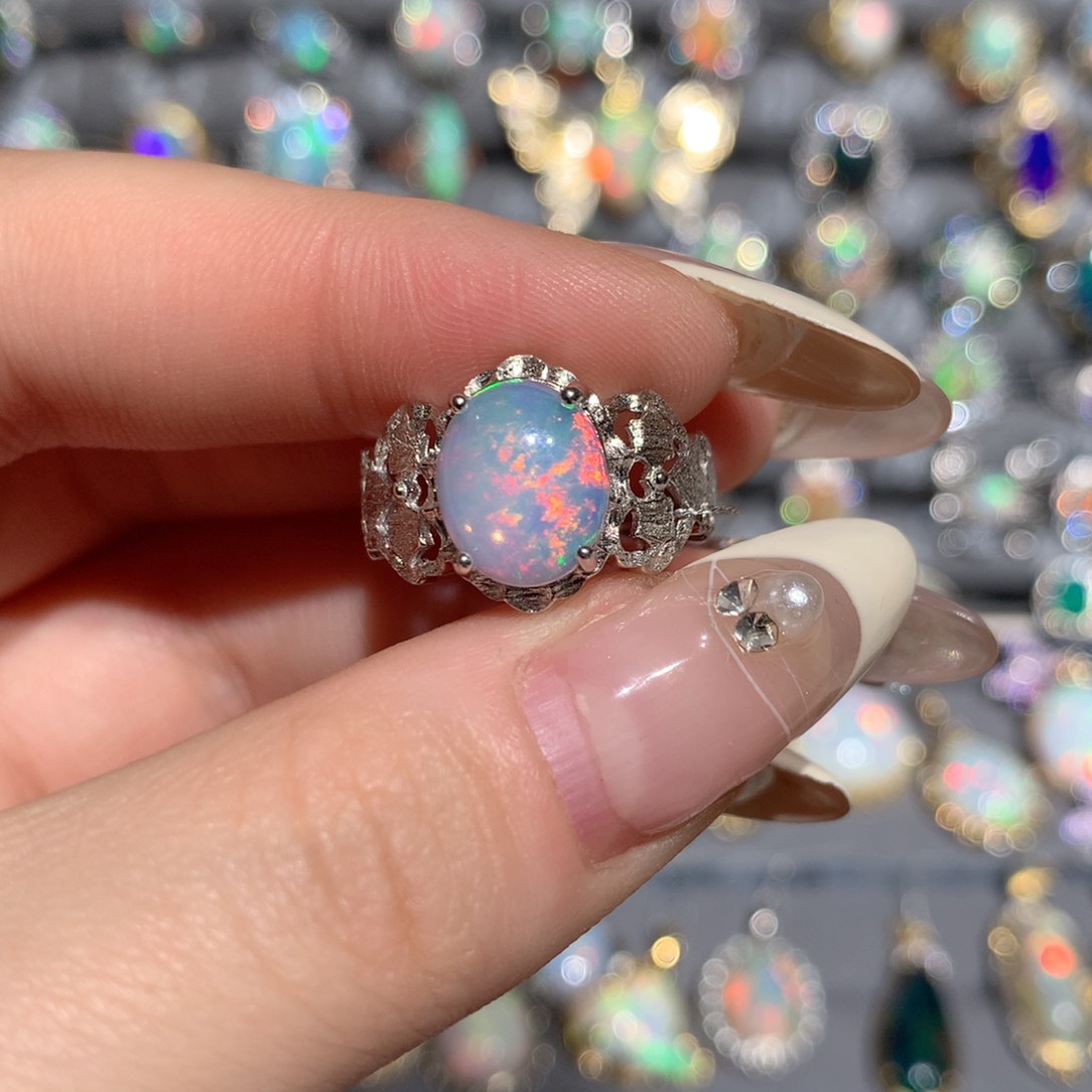 欧泊福利戒指w银S925镶嵌