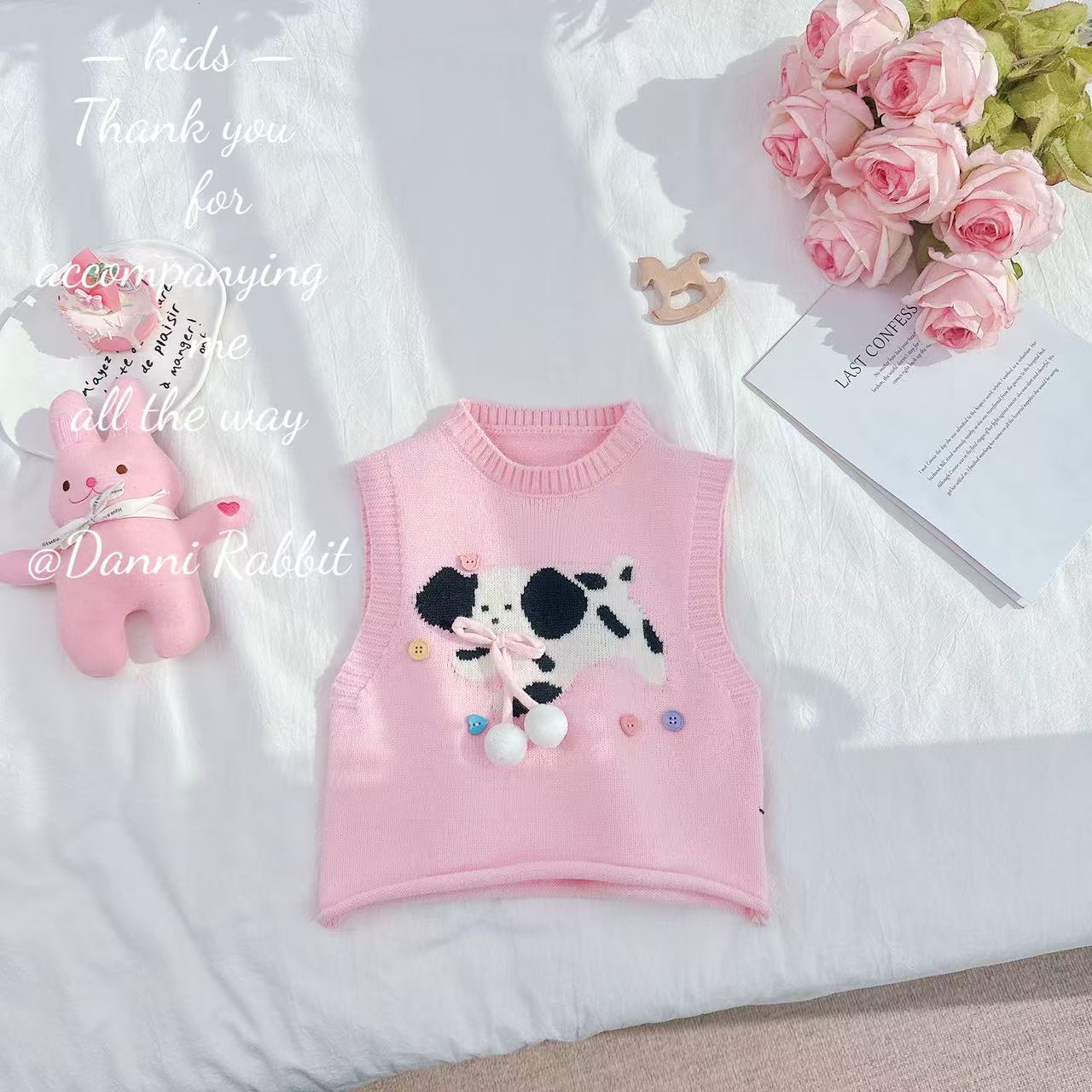 【Dannirabbit】*斑点奶牛狗+立体蝴蝶结*女童马甲 D-A258