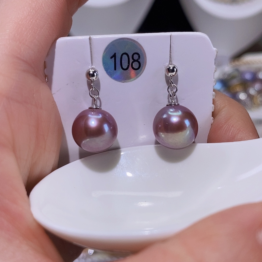 淡水珍珠耳饰银S925镶嵌