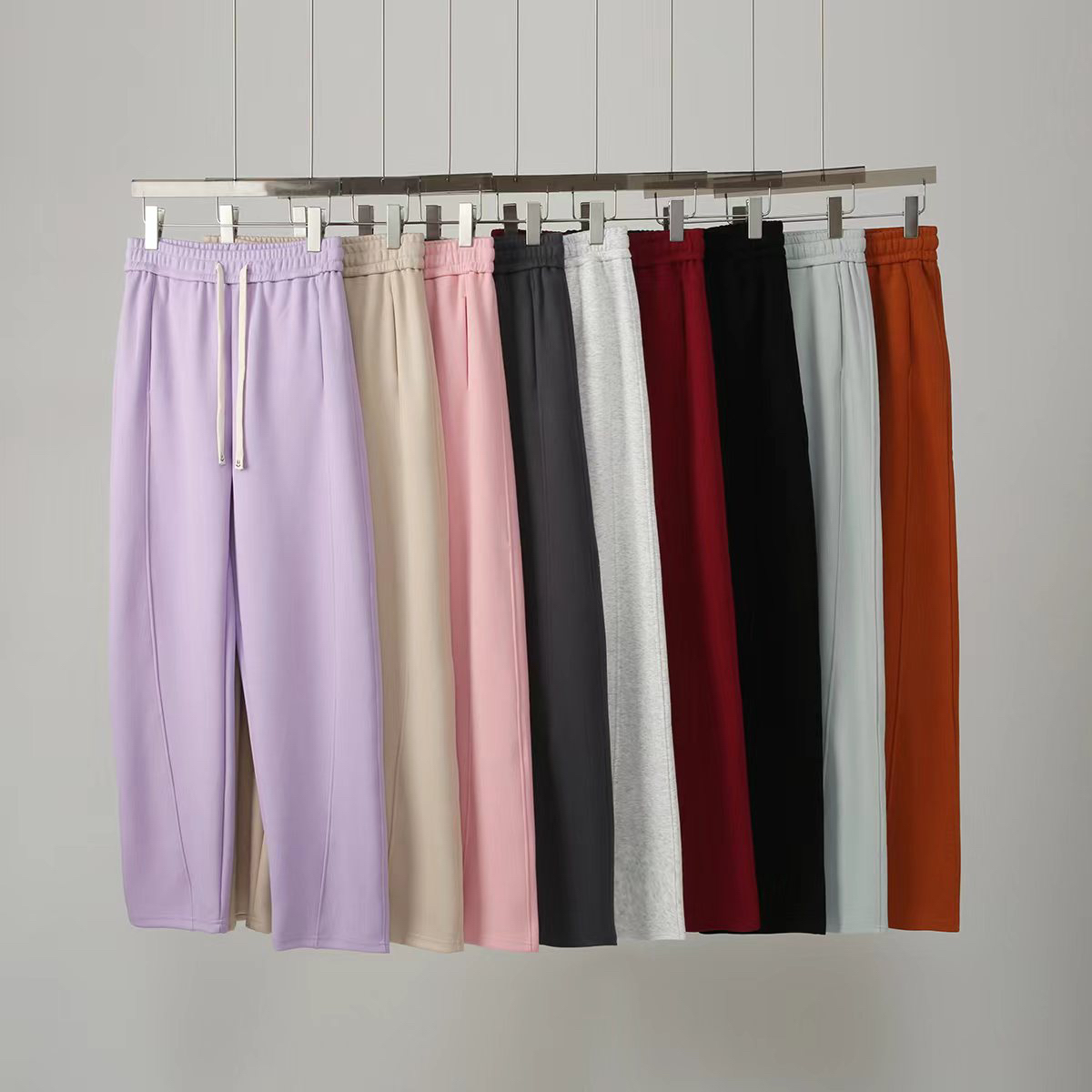 秋纯色高腰窄版弯刀裤宽松阔腿香蕉百搭休闲裤