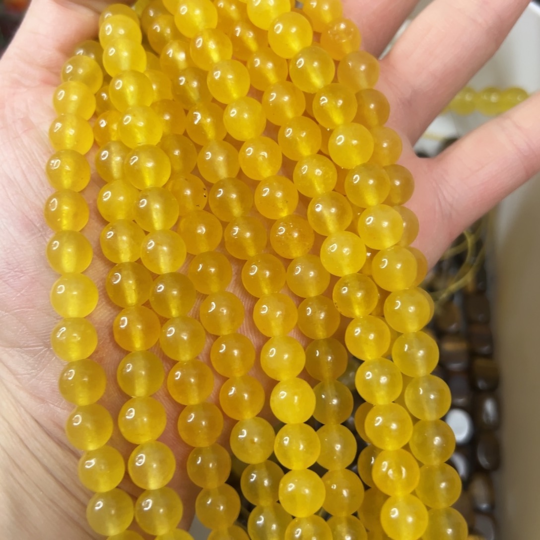 玛瑙/玉髓合金珠宝半成品，卡8黄莹石2条