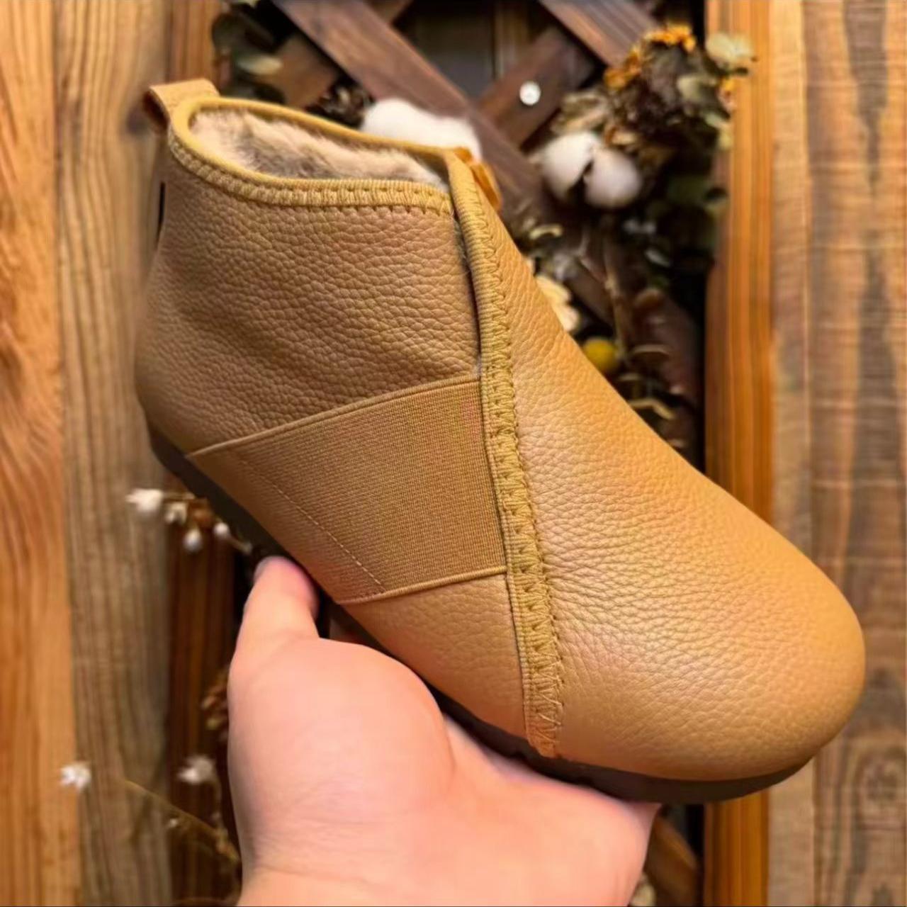 雪地靴女2025冬季新款真皮真毛一脚蹬厚底加绒保暖百搭轻便女棉靴