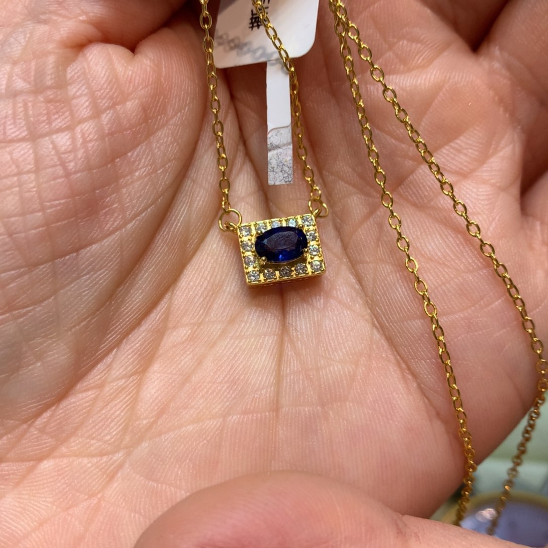 蓝宝石颈饰银S925镶嵌