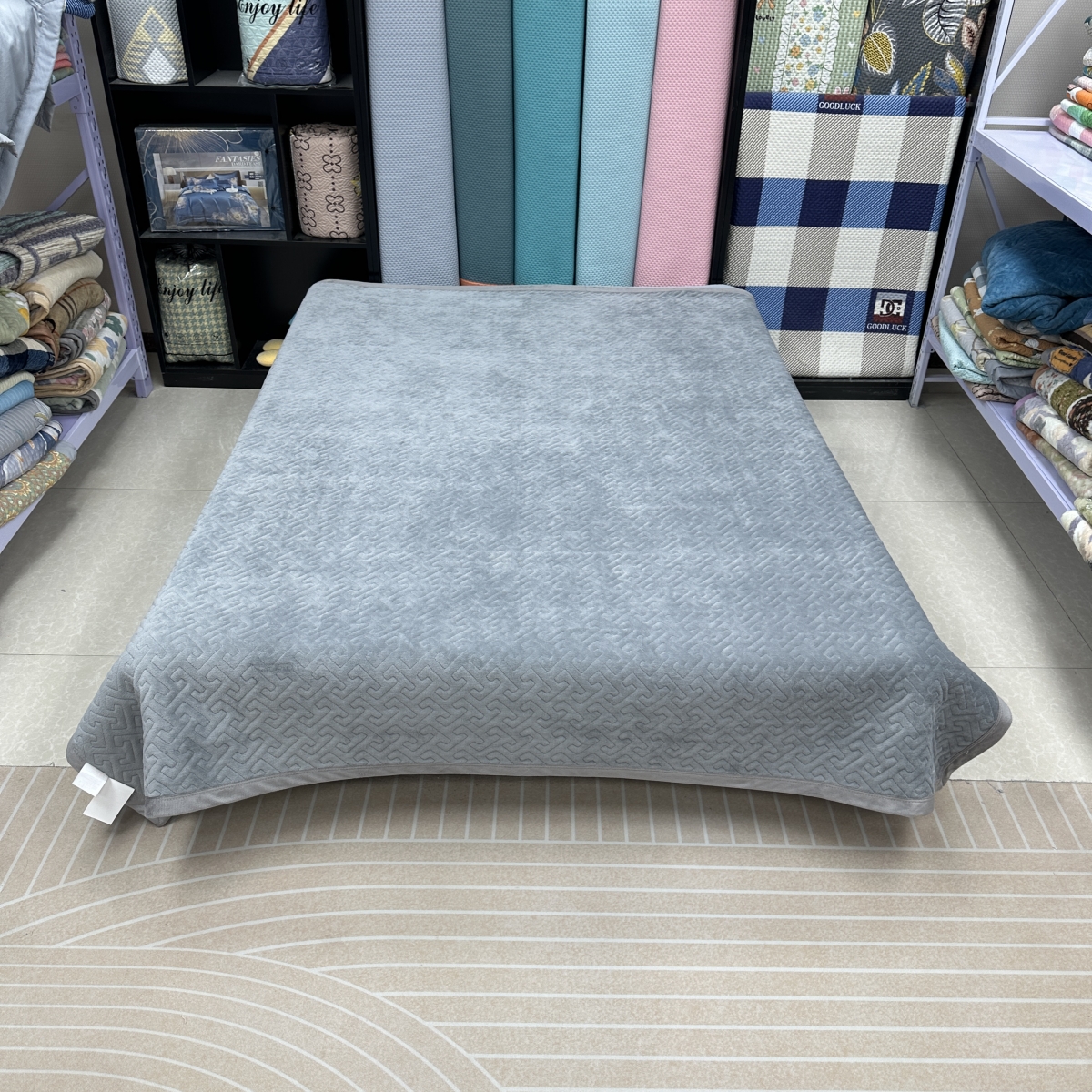 高级灰200*230cm宝宝绒床盖加厚秋冬款床垫床毯保暖防滑防静电