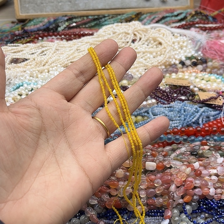 玛瑙/玉髓珠宝半成品未镶嵌2条2mm黄玛瑙
