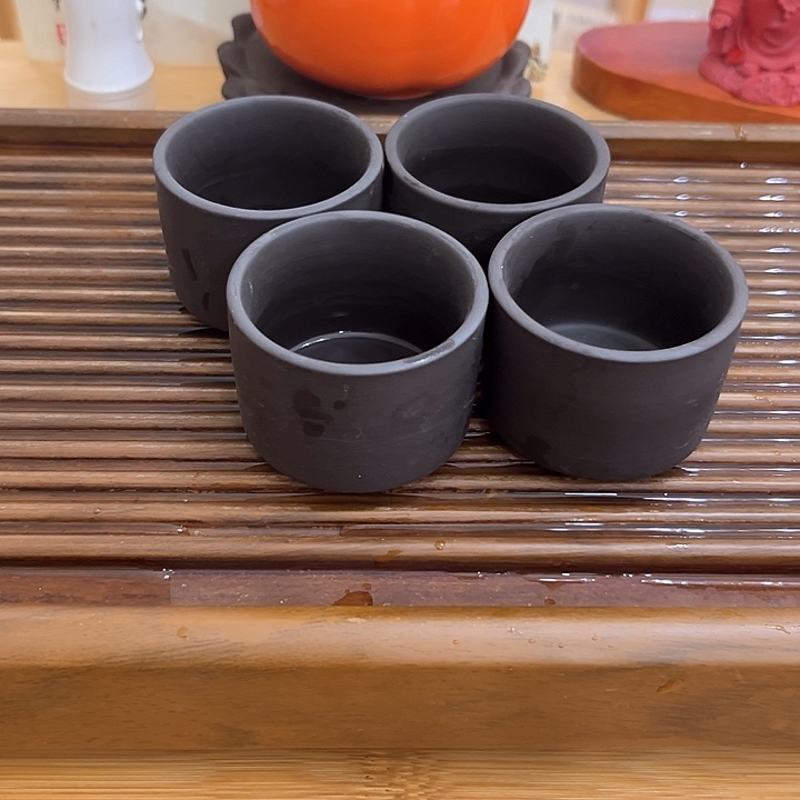 茶壶紫砂杯子四个