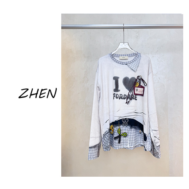 【ZHEN】25K01161 2025新款修身显瘦气质小众设计师款长袖T恤打底