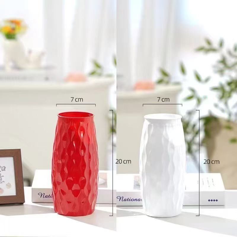 年宵花专用简约仿陶瓷塑料花瓶可水培插花作客厅桌面装饰摆件