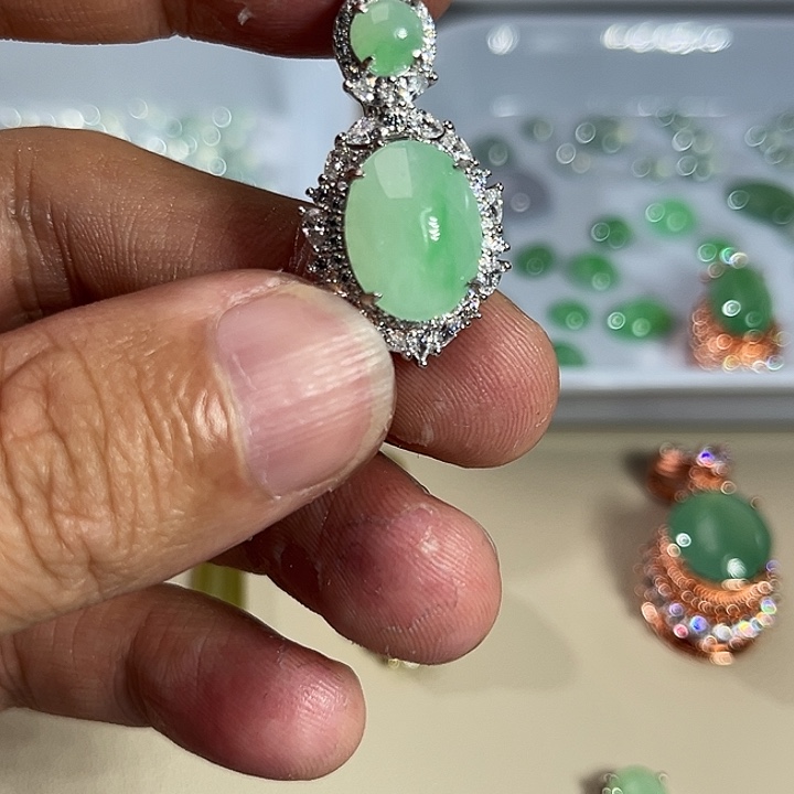 翡翠银S925镶嵌吊坠(不含链)