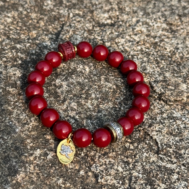 不锈钢手链 【红红火火】本命年转筒红色某朱手链