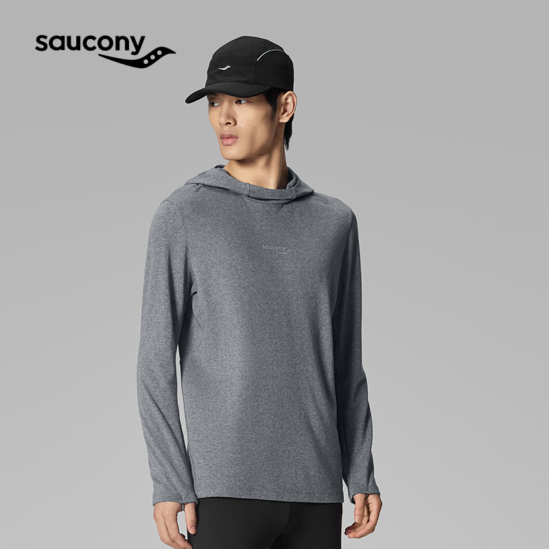 Saucony索康尼官方美利奴羊毛亲肤柔软运动休闲连帽长袖T恤