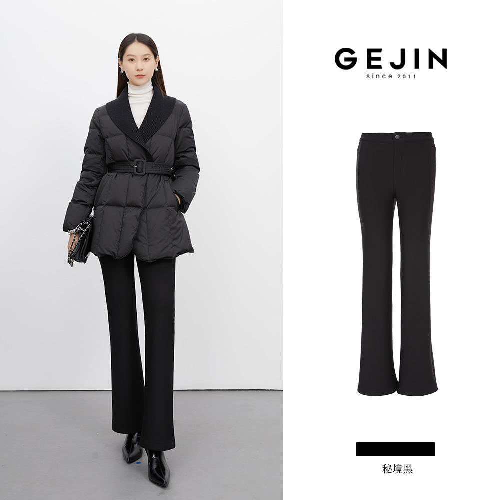 GEJIN/歌锦秋冬新款优雅气质修身显瘦黑色微喇裤9422532422