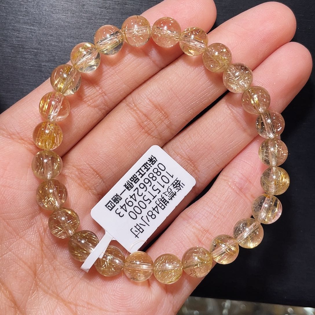 半***两手链未镶嵌水晶高透发晶7mm