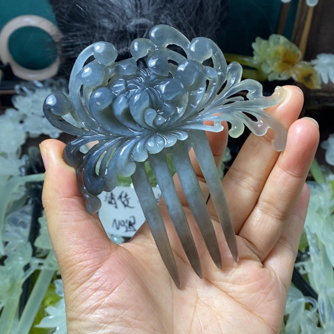 蛇纹石玉未镶嵌发饰