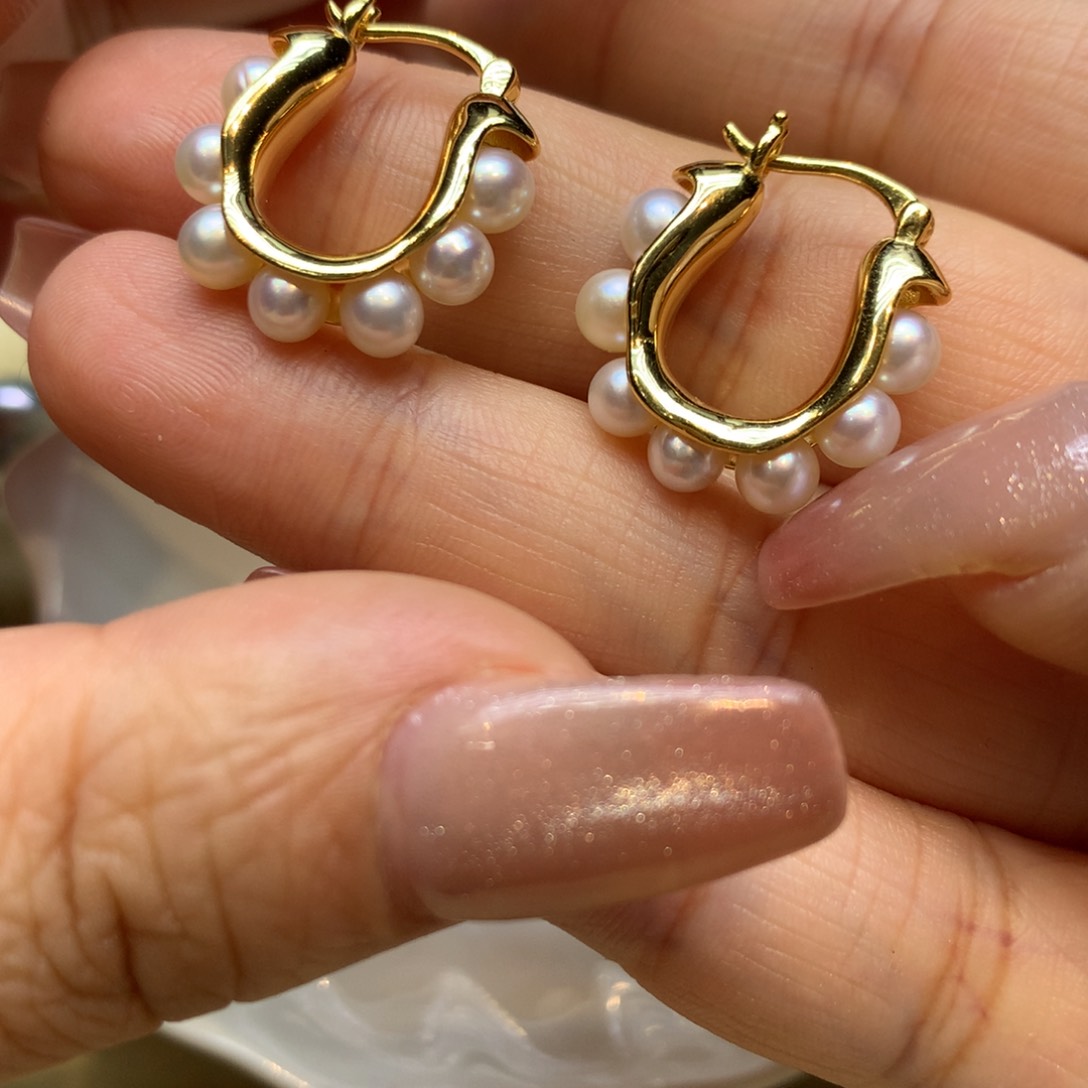 银S925镶嵌耳饰海水珍珠