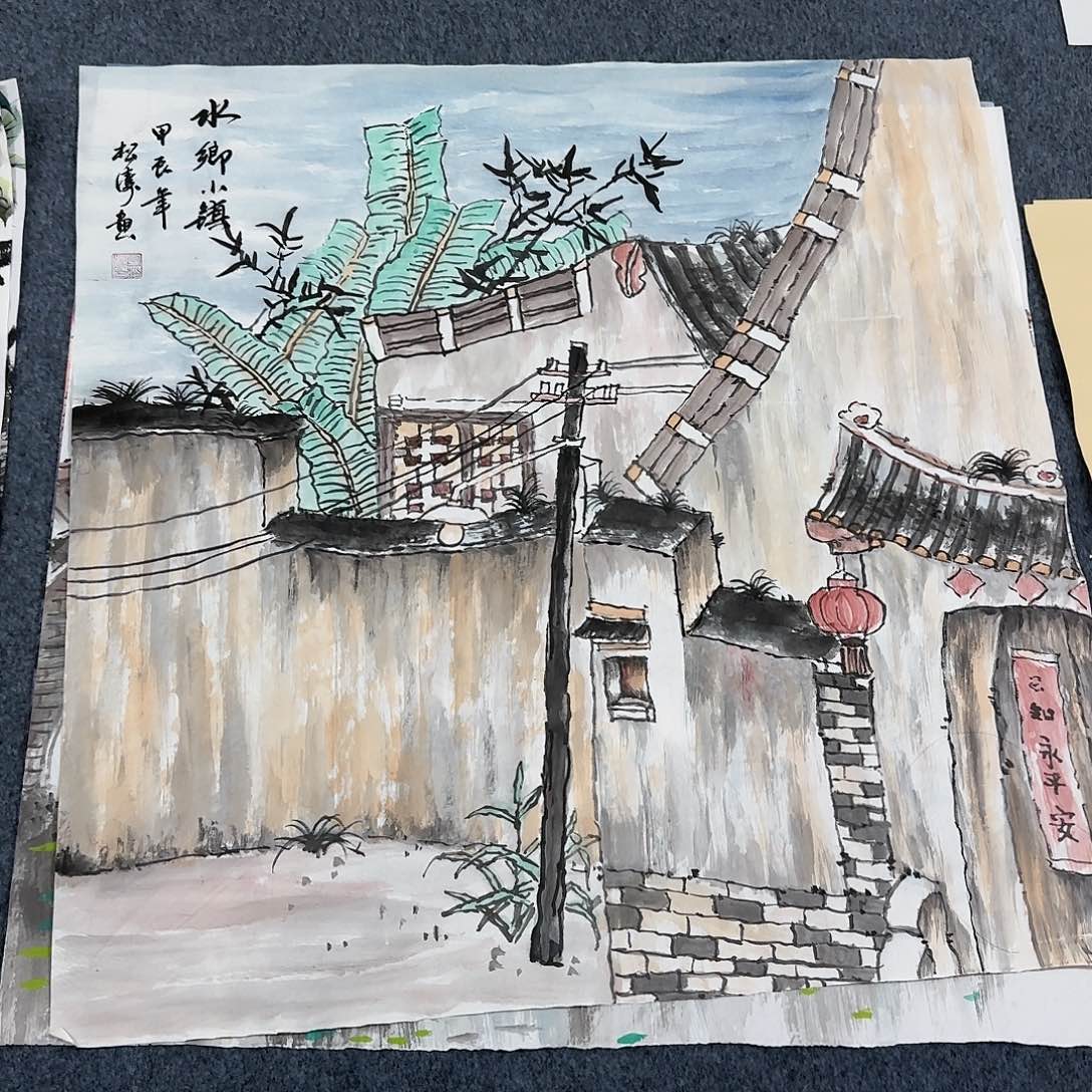 国画尺寸70X70手绘作品