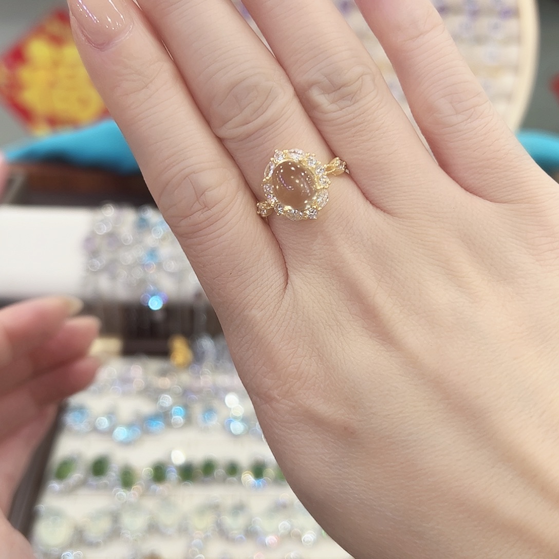 戒指银S925镶嵌黄晶