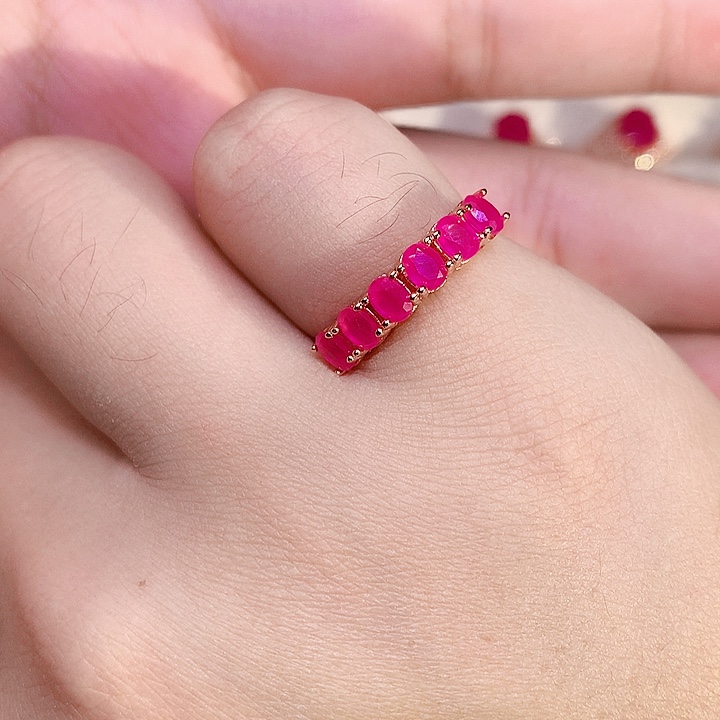 红宝石戒指银S925镶嵌