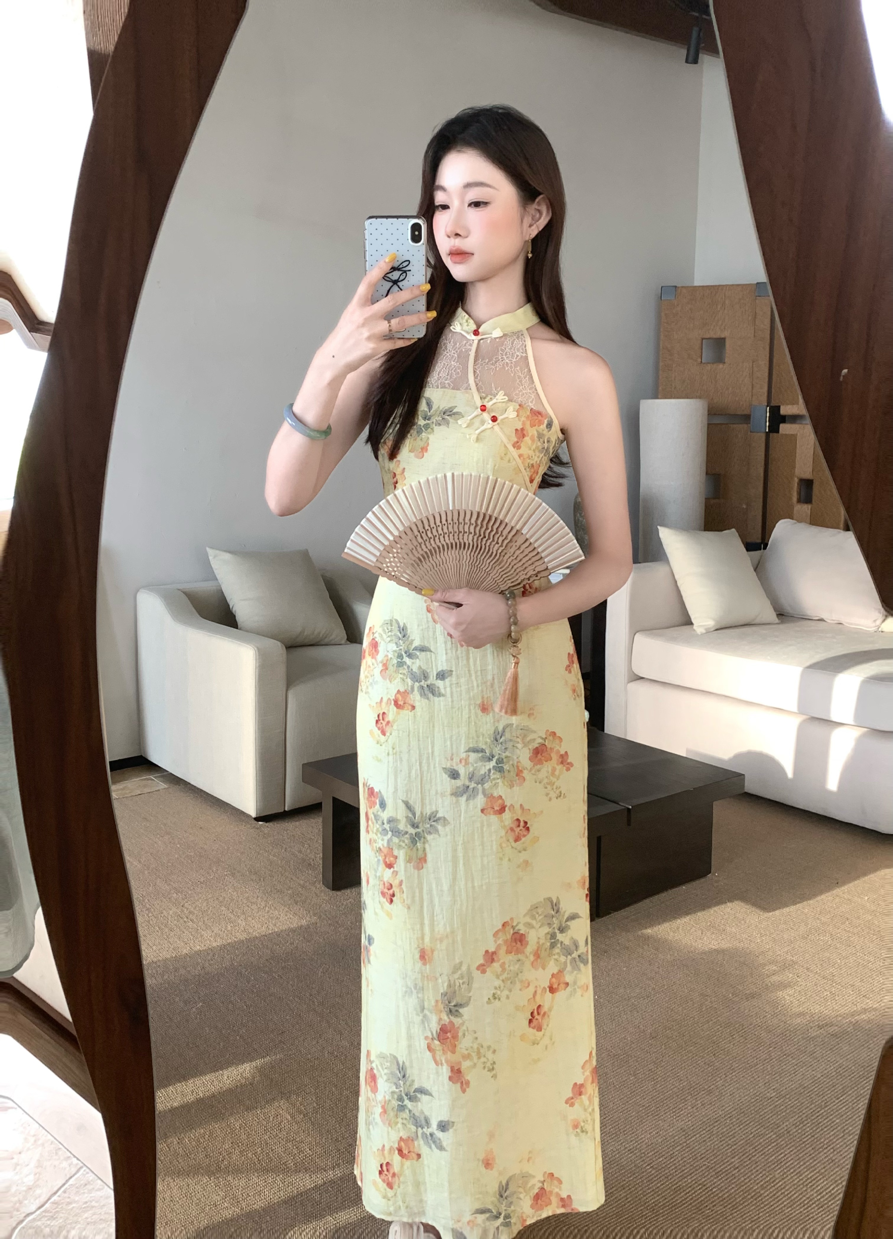 EIA一尧新中式国风【花落几许 福利款】气质温婉旗袍连衣裙显瘦蕾丝