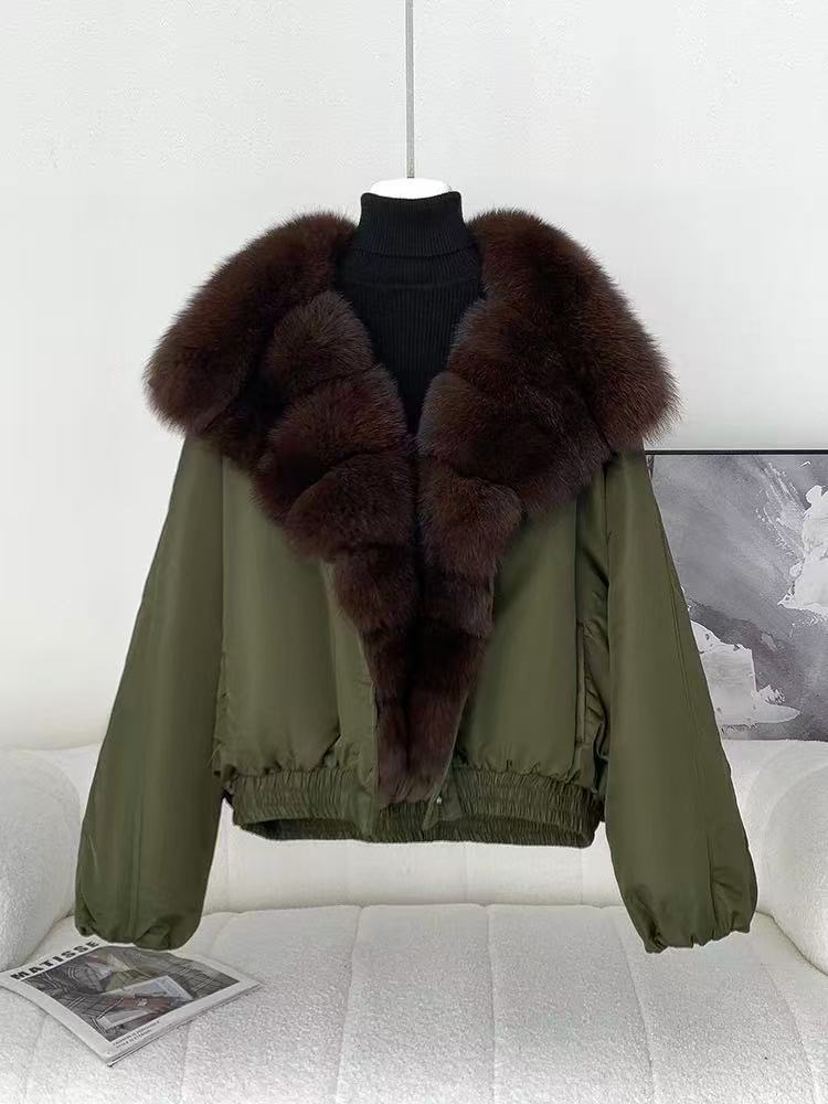 狐狸毛大毛领鹅绒服皮草外套
