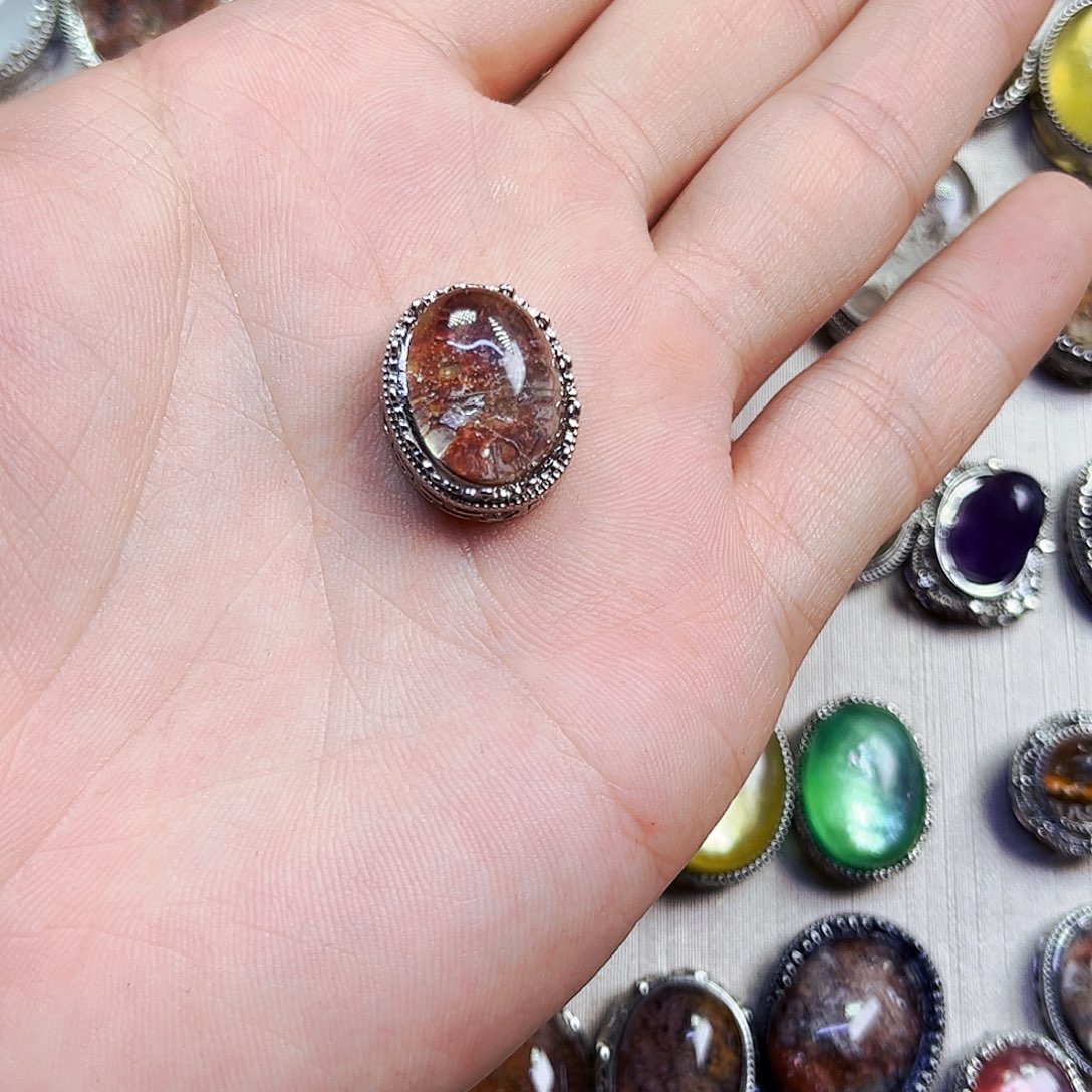 水晶戒指银S800镀金镶嵌用***1