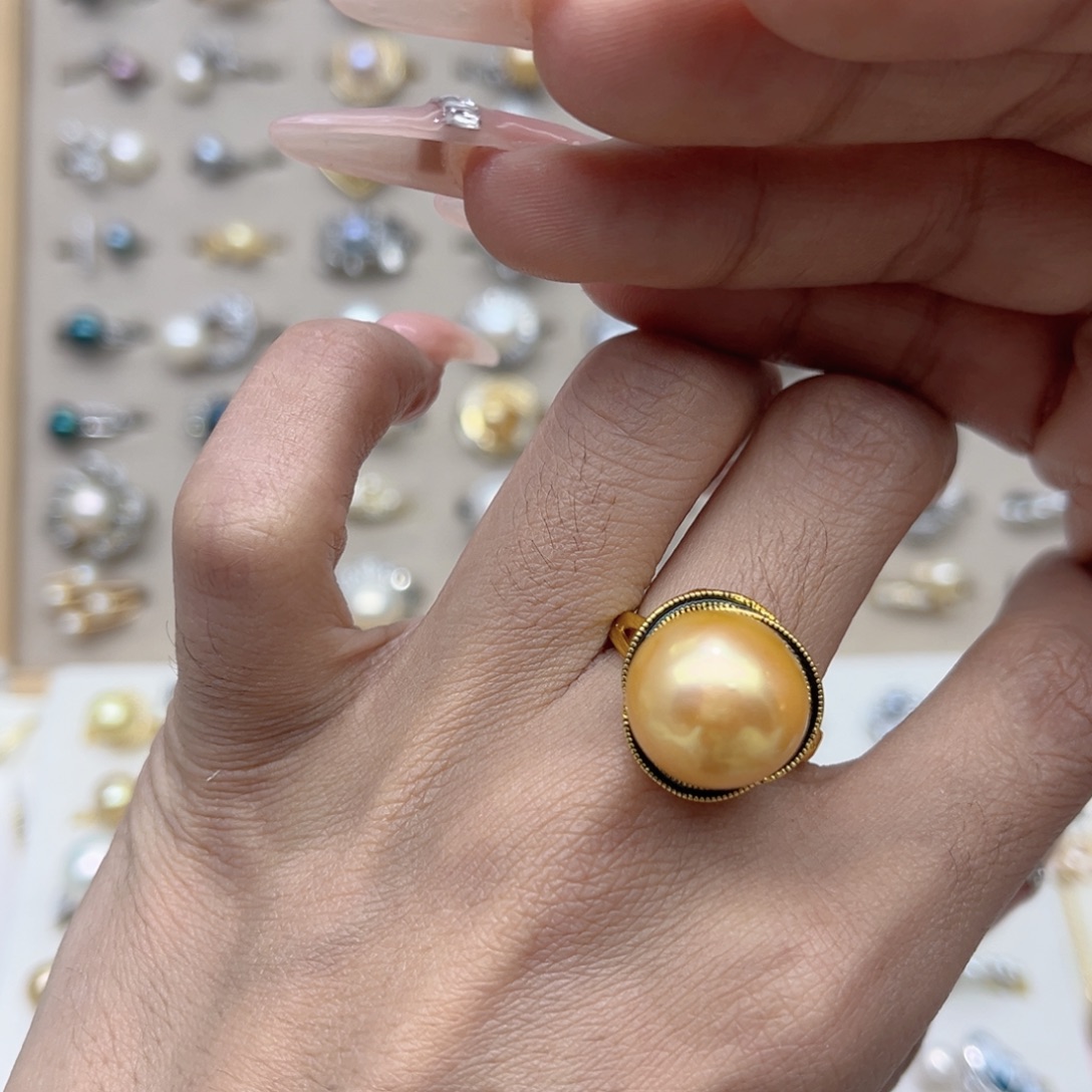 甲***淼淡水珍珠合金戒指