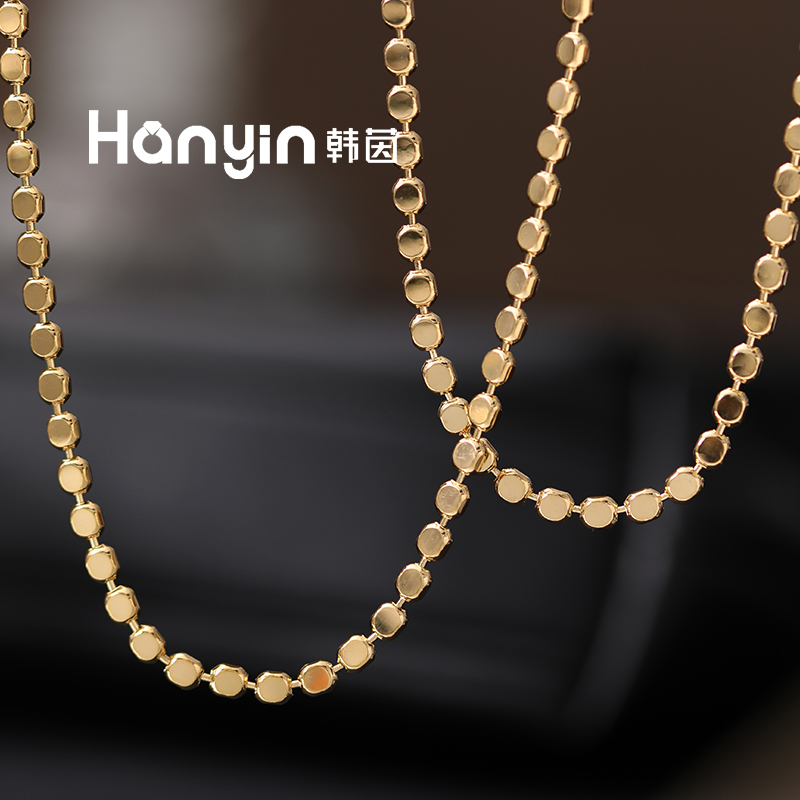 钛钢项链 时尚经典百搭光面方块泡泡精致机织链素链不掉色项链