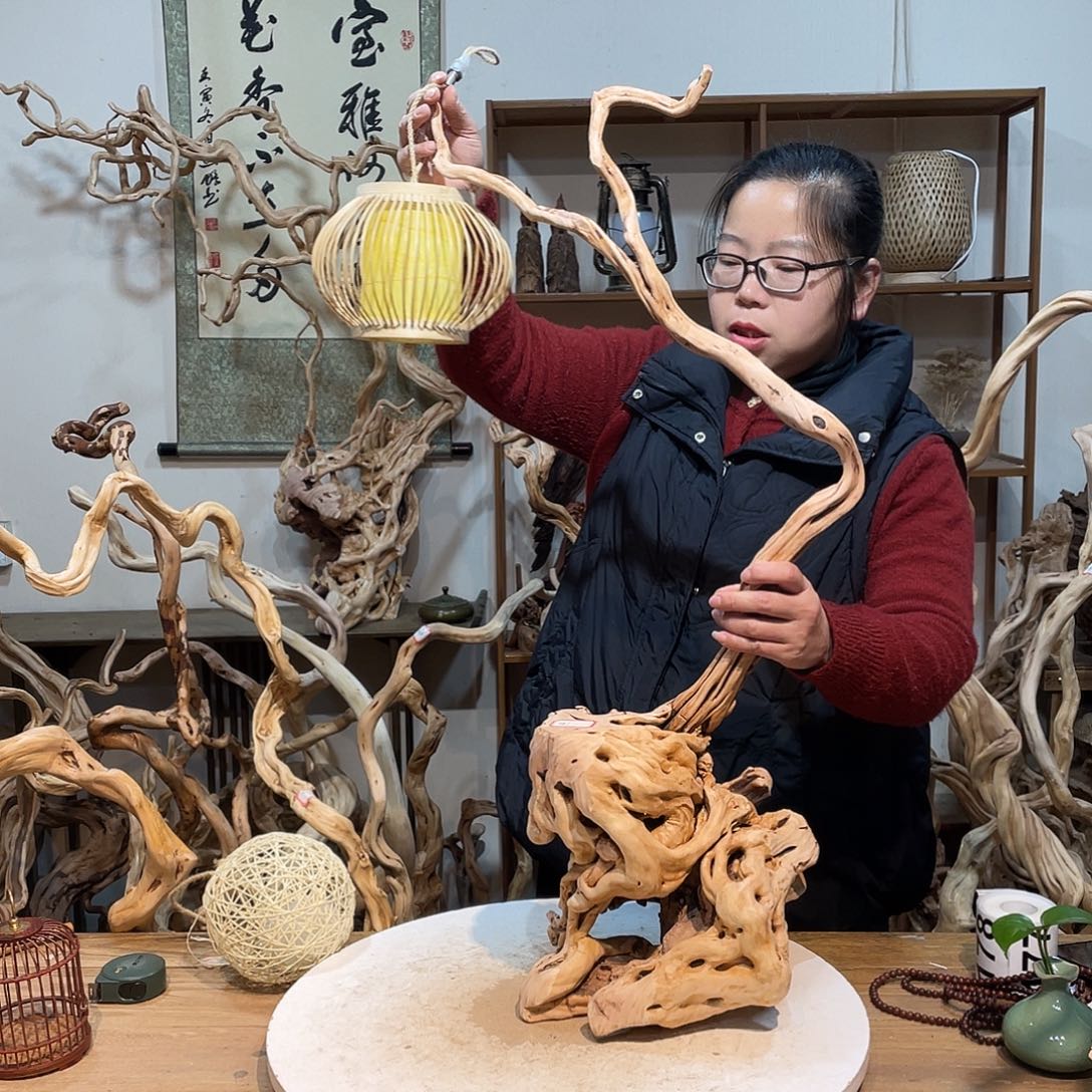 香杉木杜鹃根根艺摆件