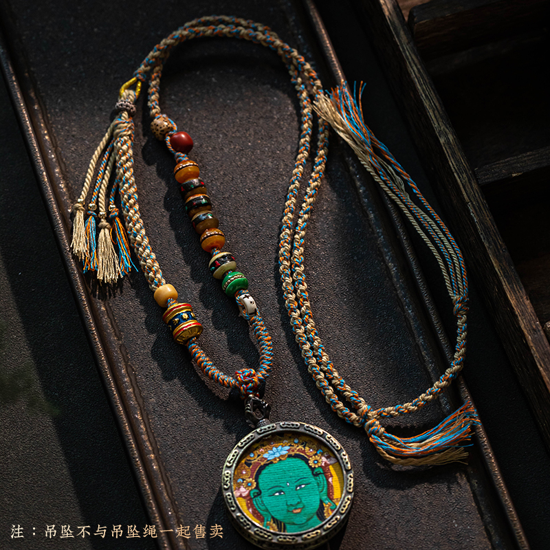 藏式多宝手搓棉绳挂脖吊坠项链绳民族风唐卡手工挂脖高货绳配绳