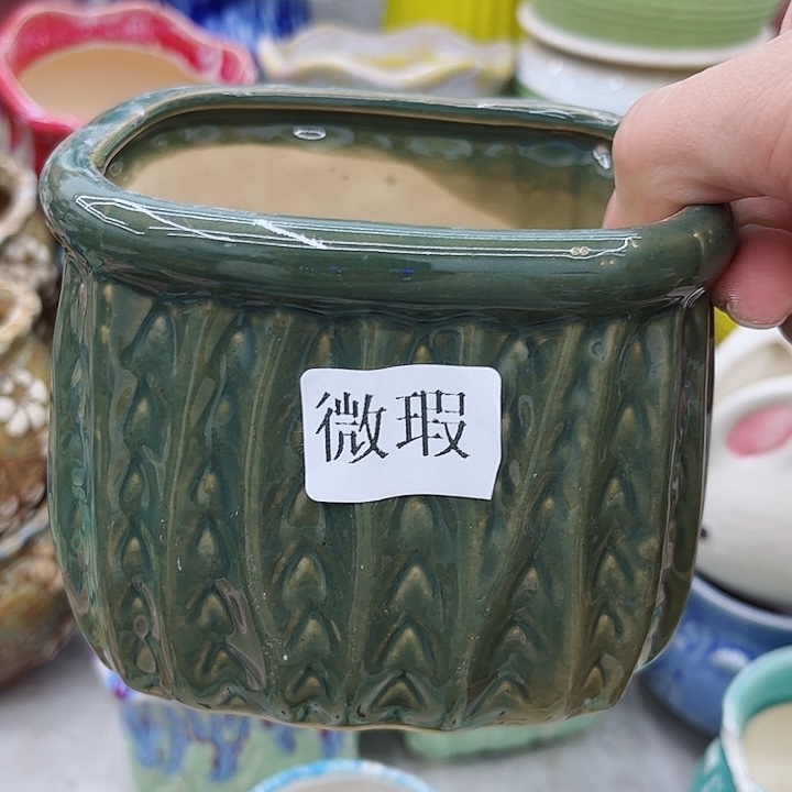 多肉绿植陶瓷花盆9.9包邮，有孔