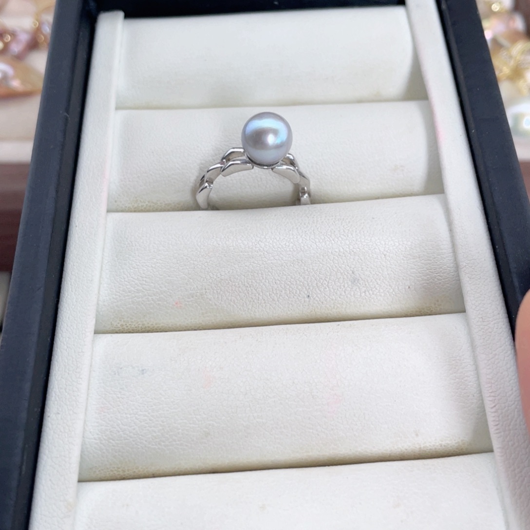 银S925镶嵌戒指海水珍珠