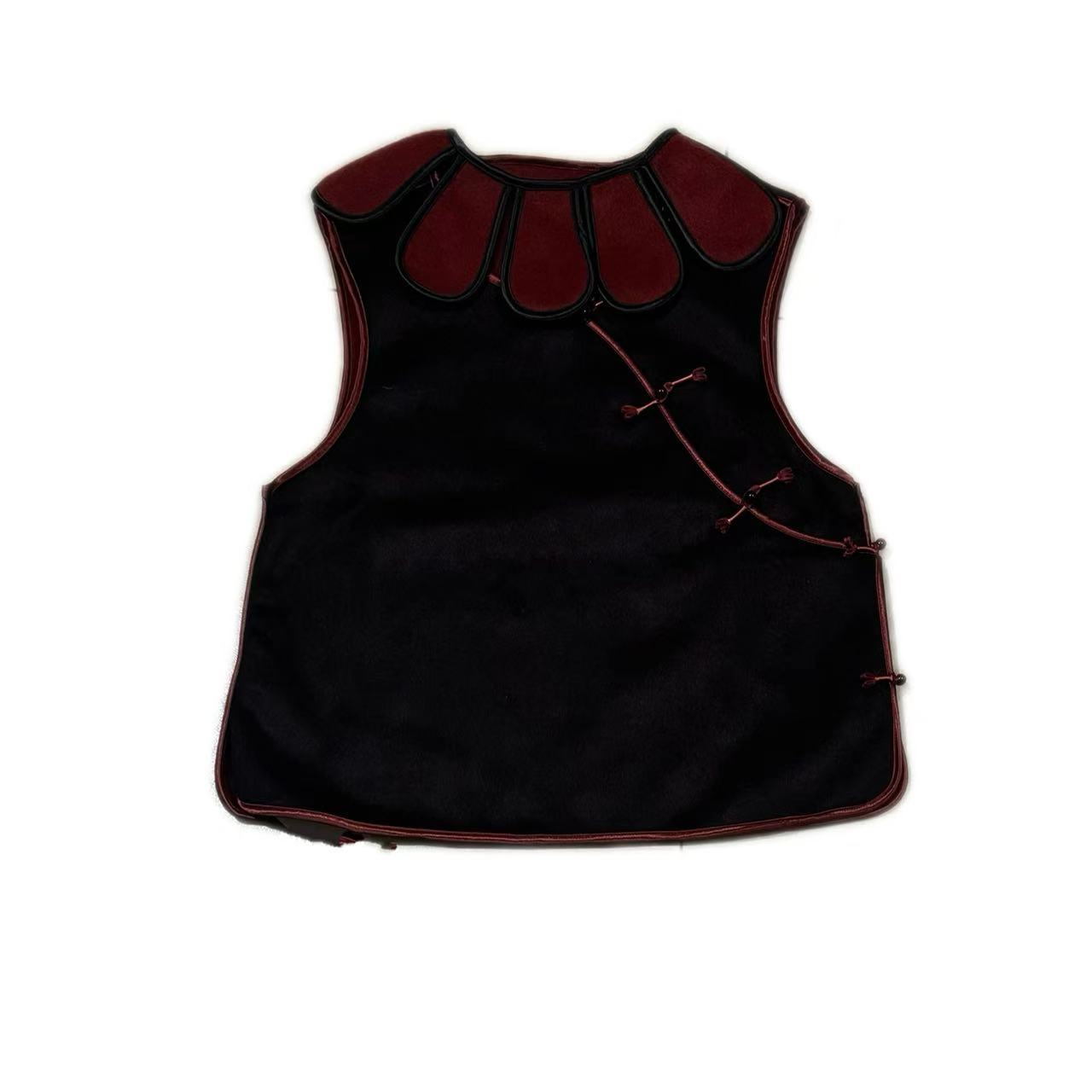 28632#冬季新款新中式《绛瓣玉扣》潮流气质百搭复古马甲加厚