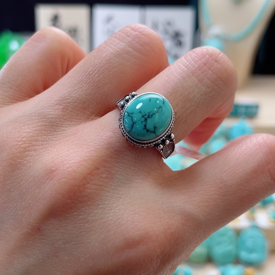 绿松石珠宝奇石银S925镶嵌