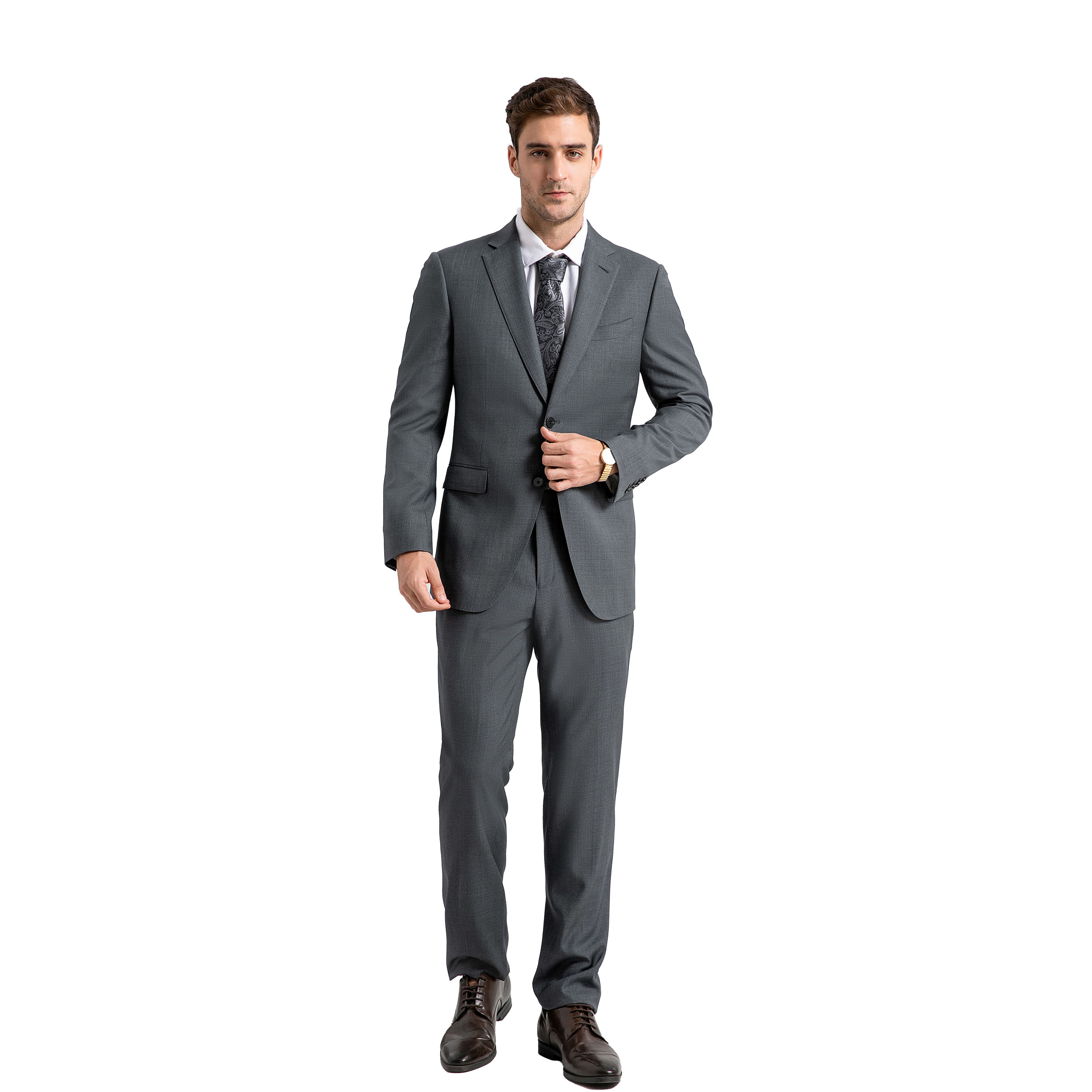 套装 海原面料西装经典高端手工男士修身商务西服结婚平驳领新郎