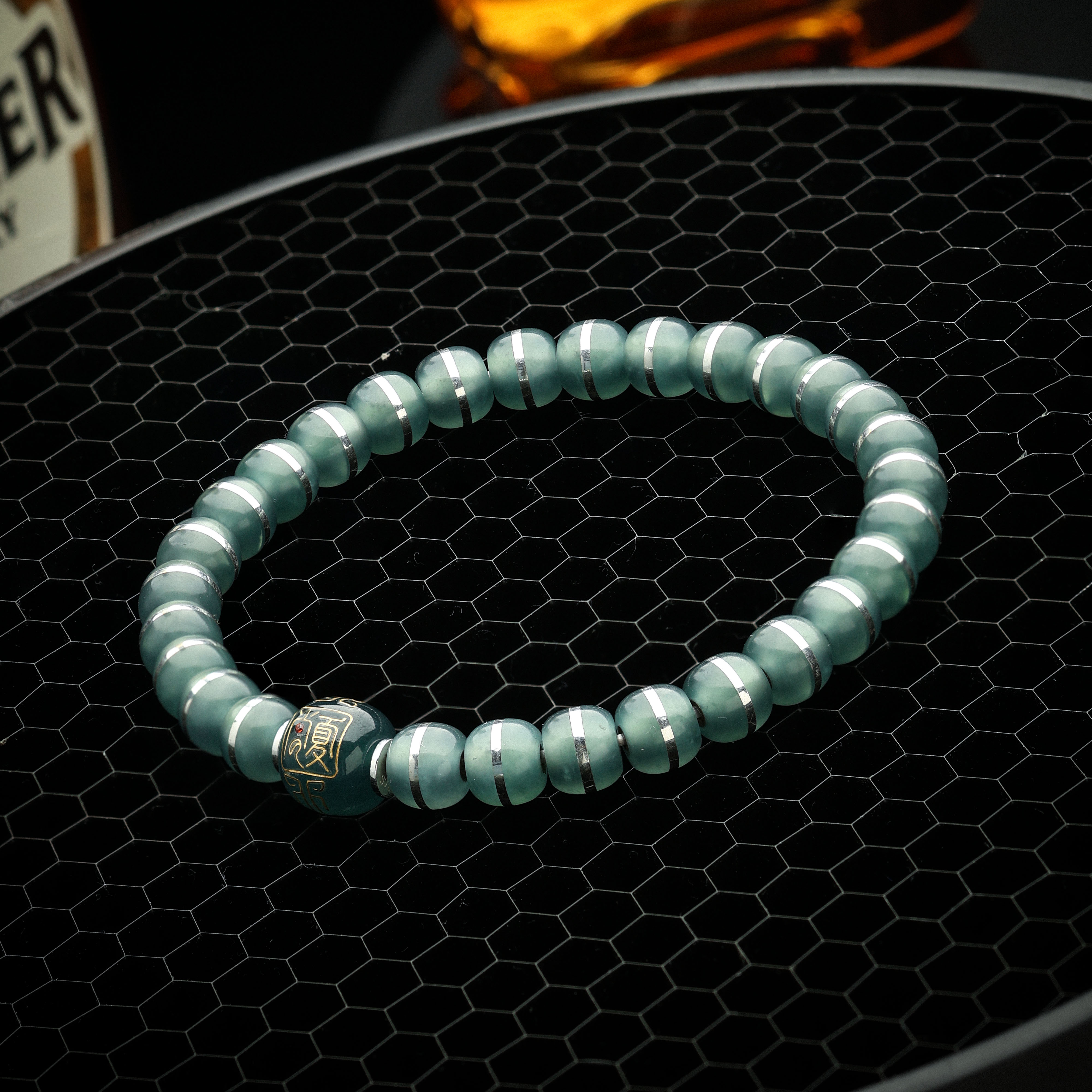 尚夏【西装暴徒】7mm+天然A货翡翠白冰腰带精工手串