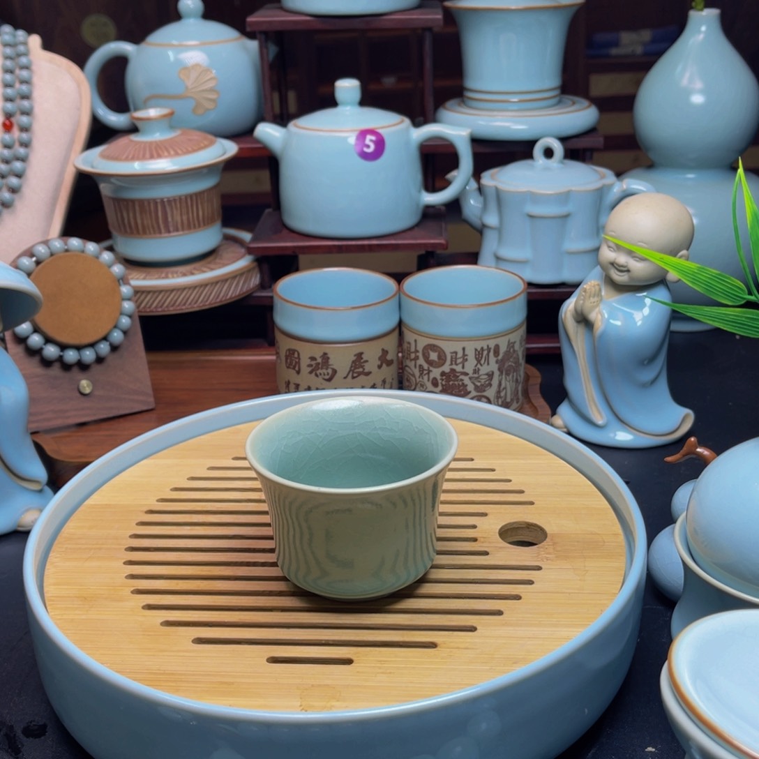 【闪购商品】摆件陶汝州壶单壶，盖碗，杯