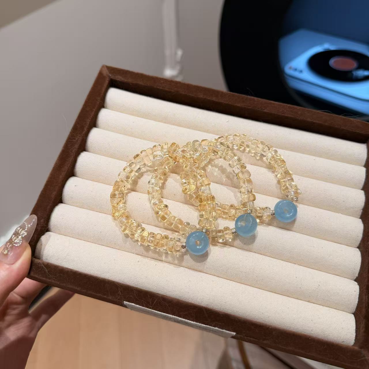 海蓝宝平安扣巴西黄水晶手串手链 多样性发其一ZC103