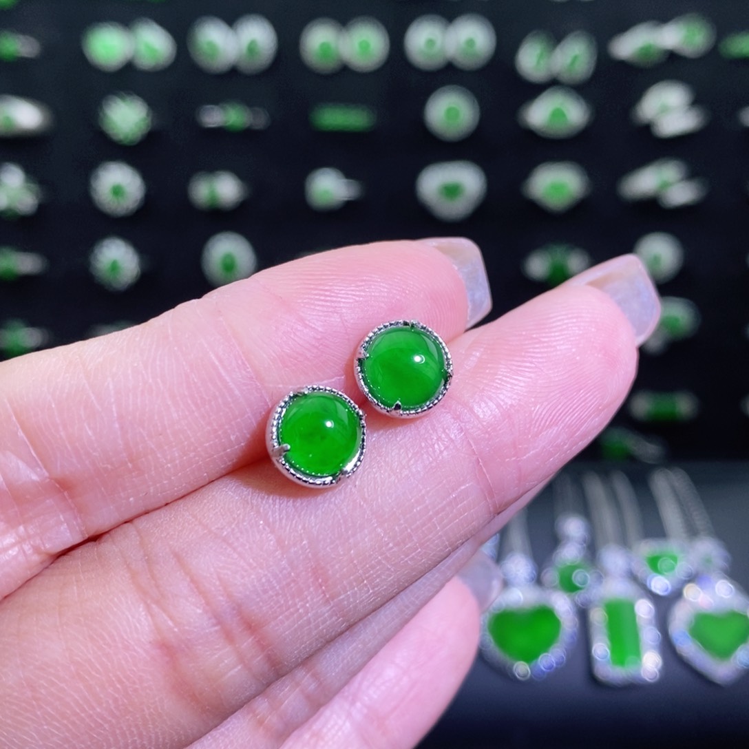 翡翠银S925镶嵌耳饰多样性