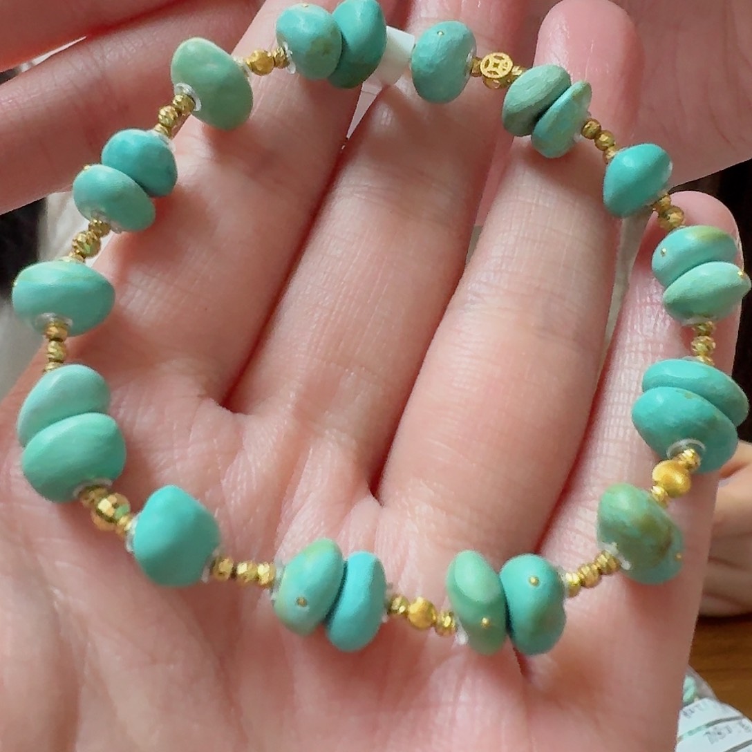 绿松石珠宝奇石18K金镶嵌