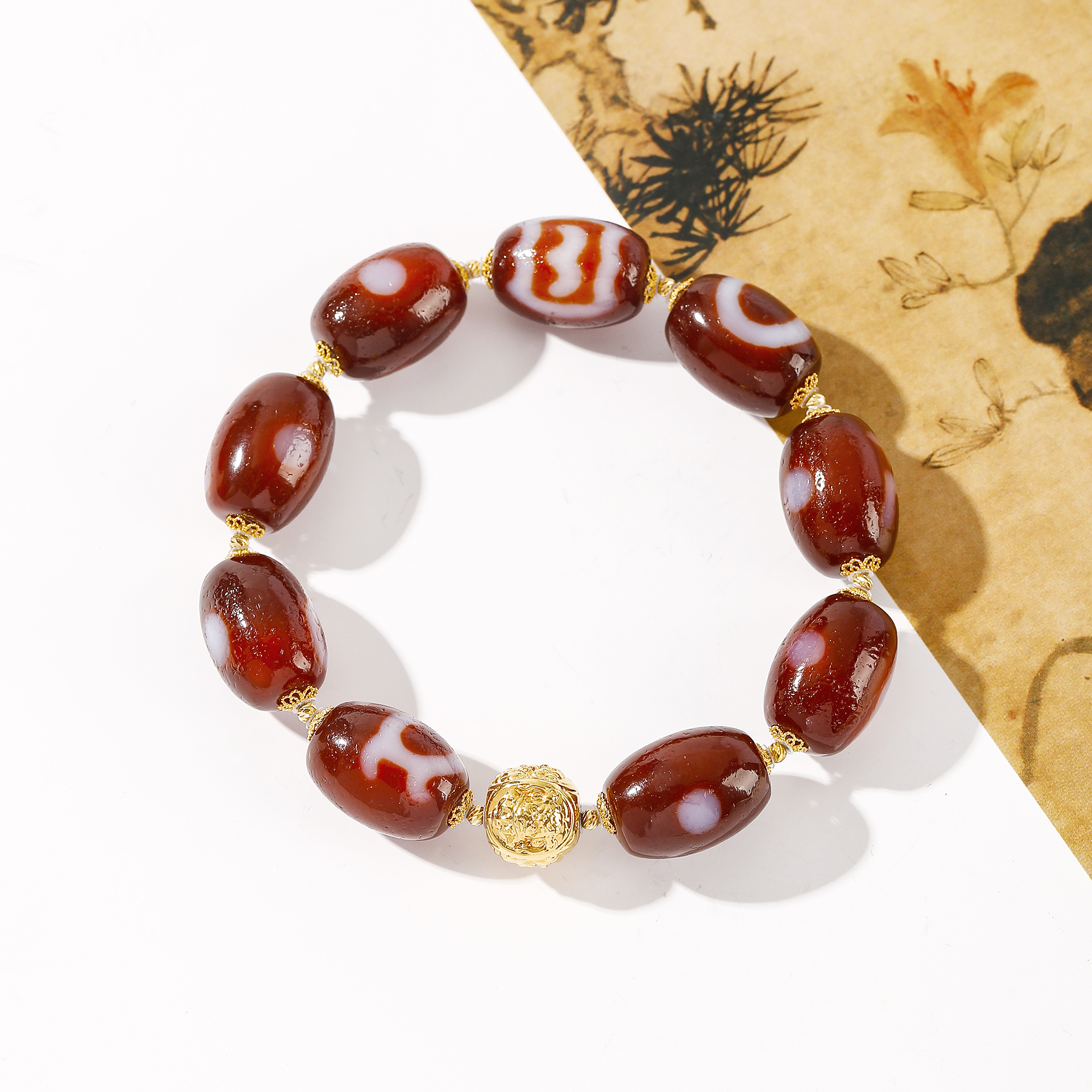 一了个卜18k九星承yun天珠手串