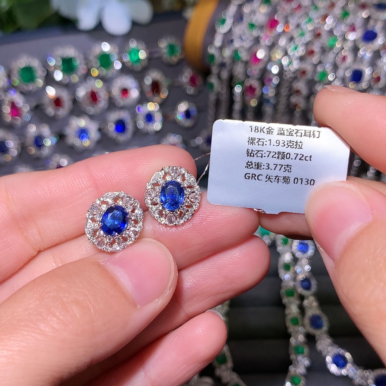 【闪购商品】蓝宝石耳钉18K金镶嵌用****6