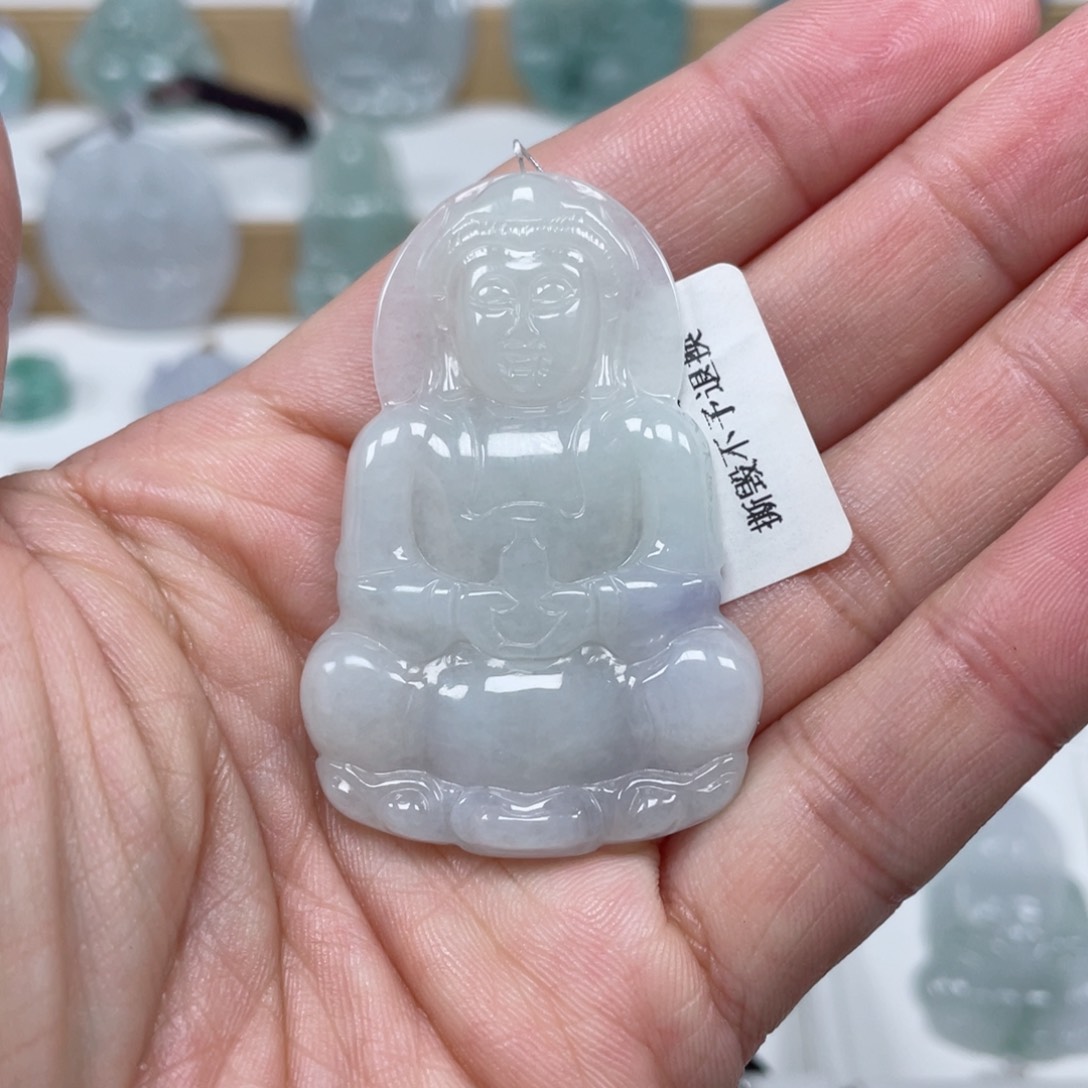 翡翠颈饰未镶嵌天然翡翠A货观音16号