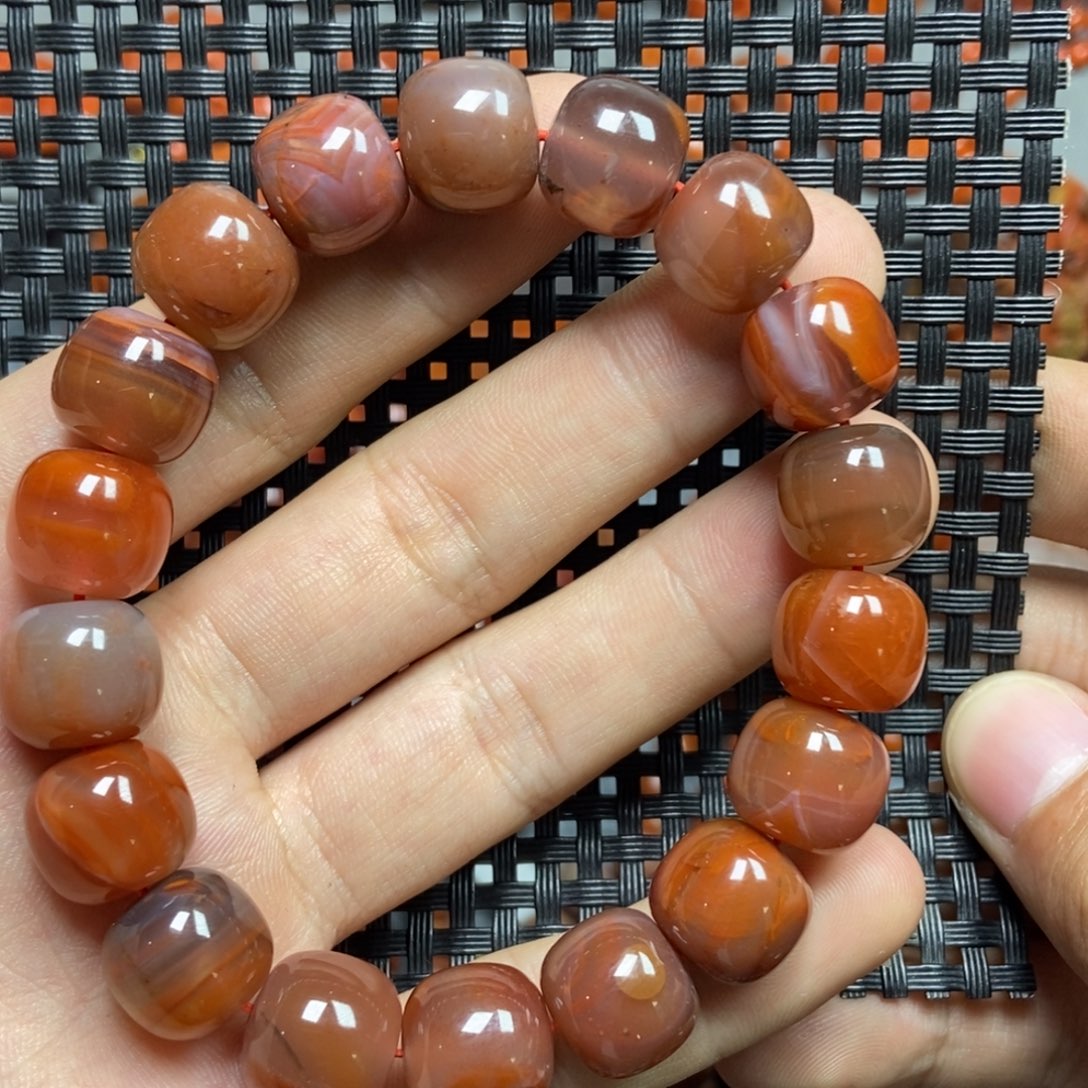 南红玛瑙手串未镶嵌囍*茶12+’mm