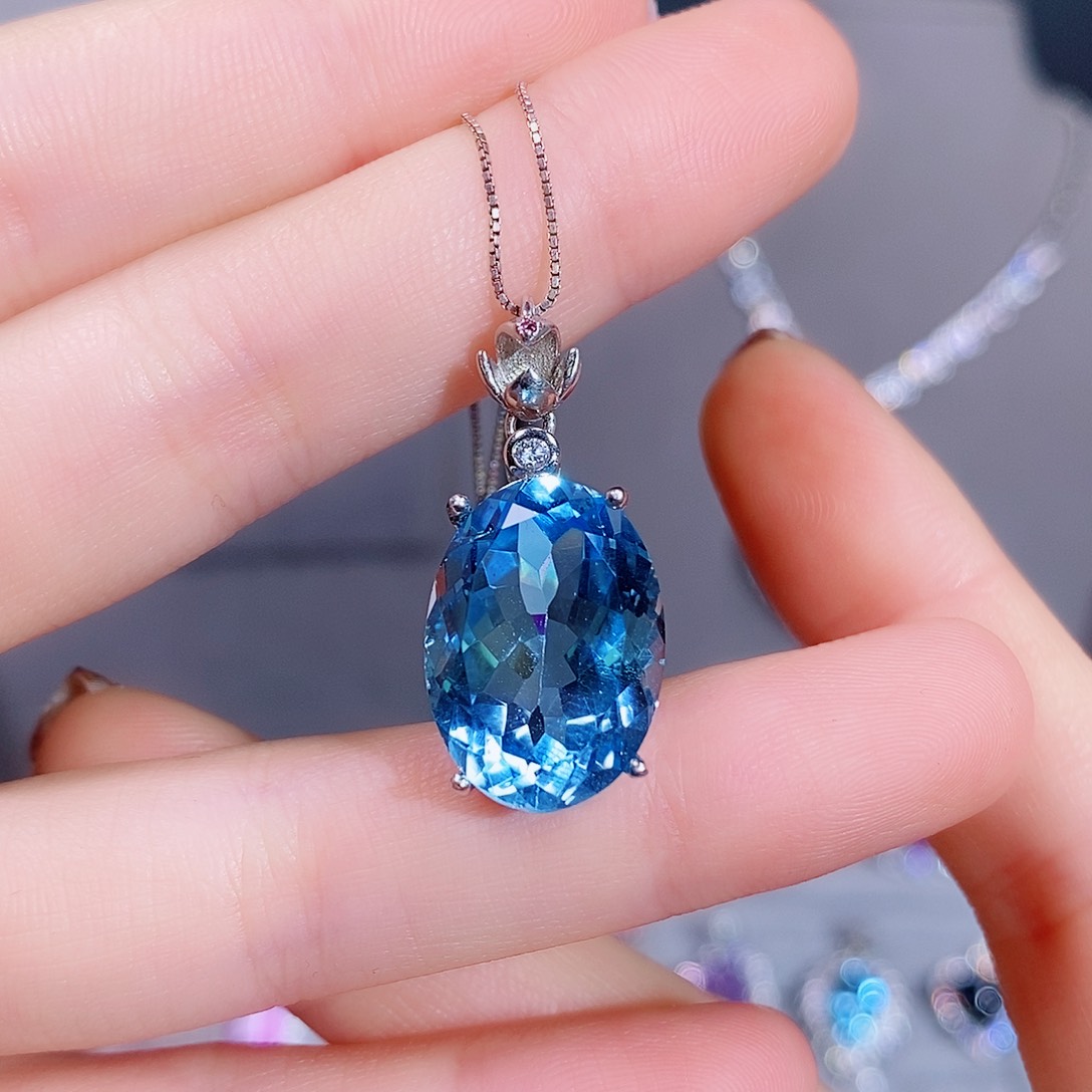 托帕石颈饰银S925镶嵌1212