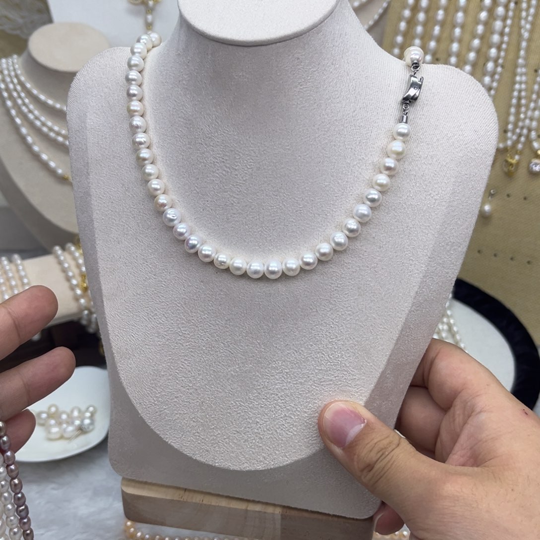 项链淡水珍珠未镶嵌近圆6-7，45长
