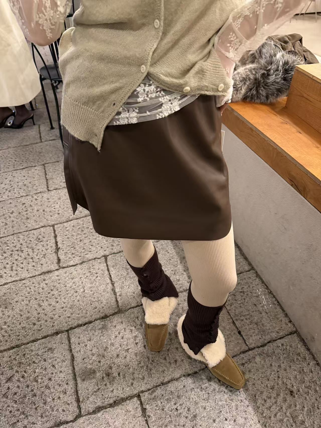 【冬上新】INS风气质简约开叉显瘦遮胯半身皮裙 P576