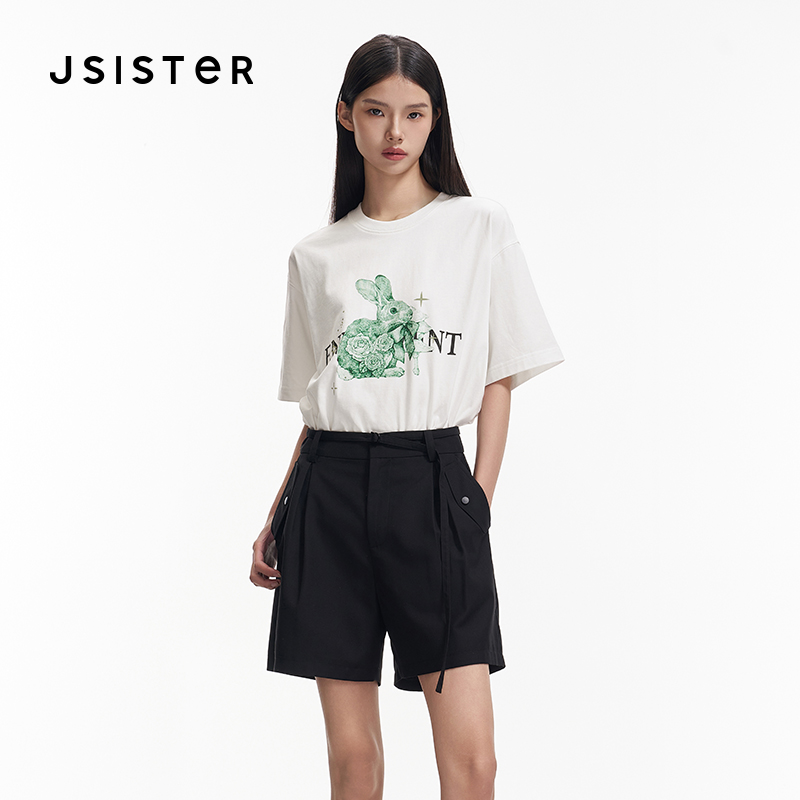 1708【刘一昂专属】jsister 夏新品 JS宽松兔子短袖T恤上衣