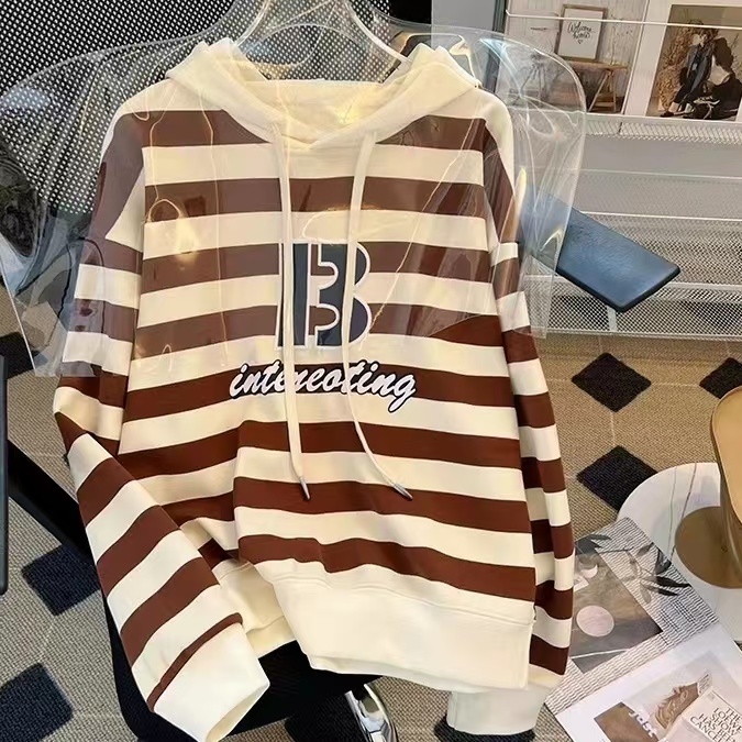 冬季休闲风女连帽卫衣上衣早秋女士加绒秋季宽松女装潮流02