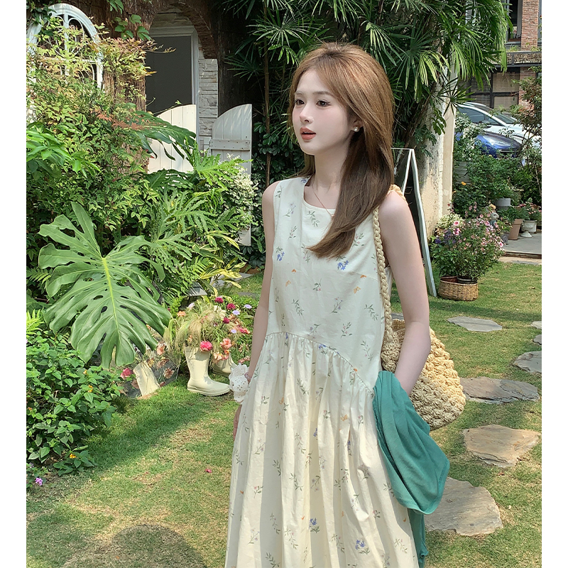 FUGUI RICH小个子法式连衣裙中长款小众无袖背心裙子 26251L5009