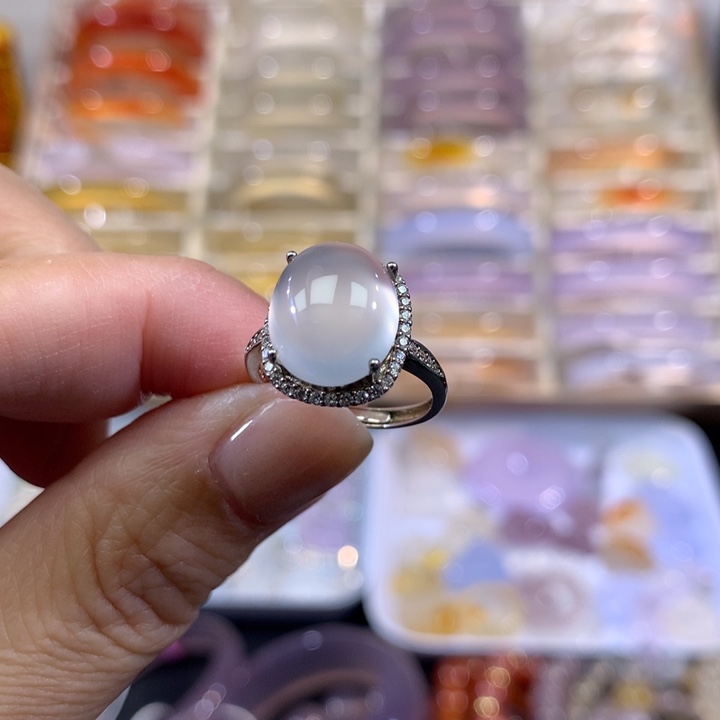 玛瑙/玉髓银S925镶嵌戒指